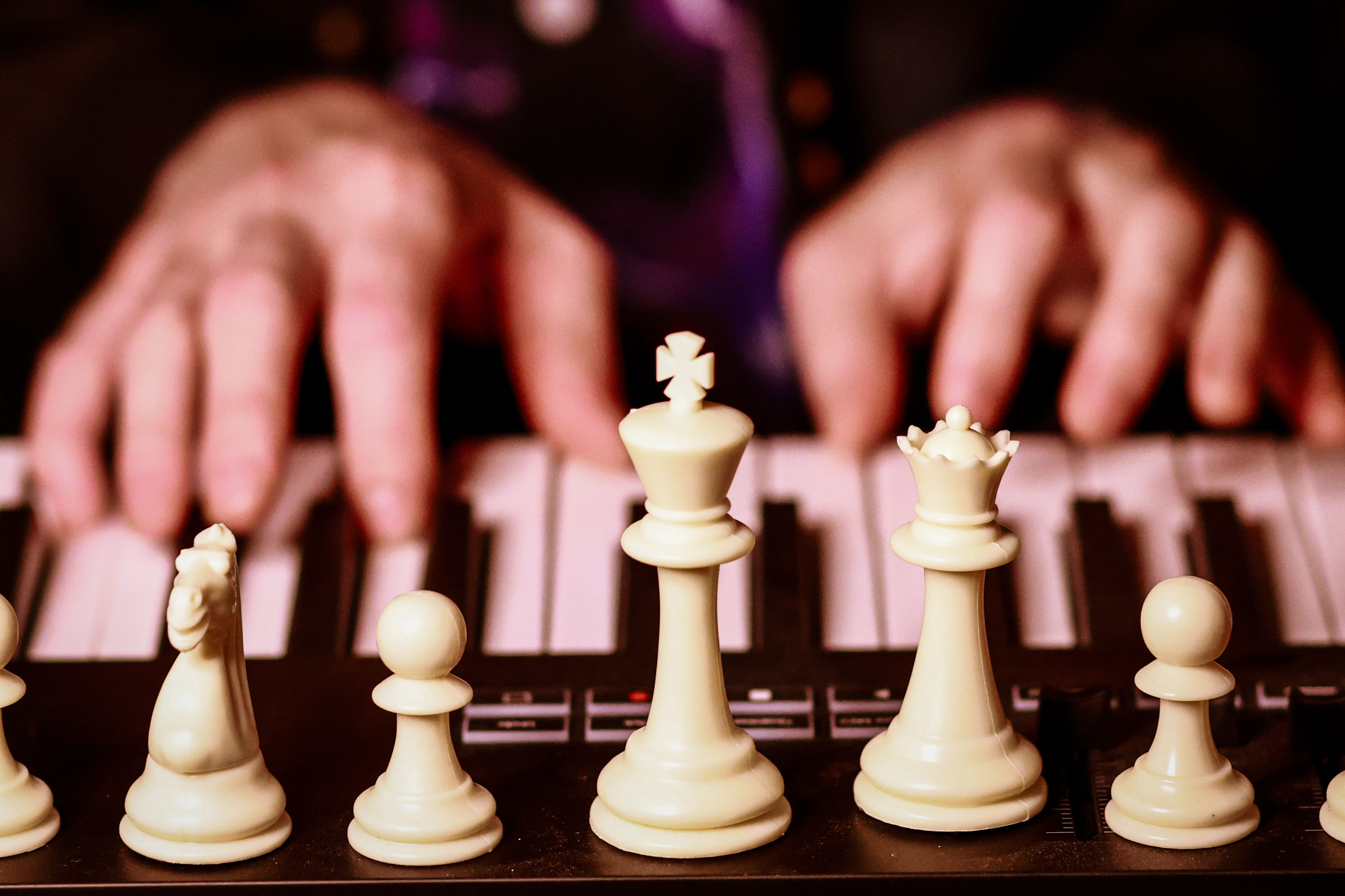 Chess pieces on keyboard